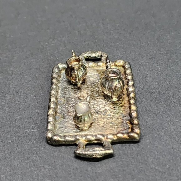 Vintage Miniature Dollhouse Brass Teapot & Tray SET - Picture 3 of 8